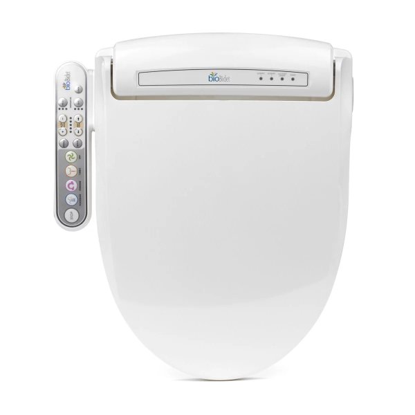 BB-800R White Prestige Round Bidet Toilet Seat with Adjustable Warm Water, Self Cleaning Nozzles, Vortex Wash, Power Save Mode and Side Panel Controls