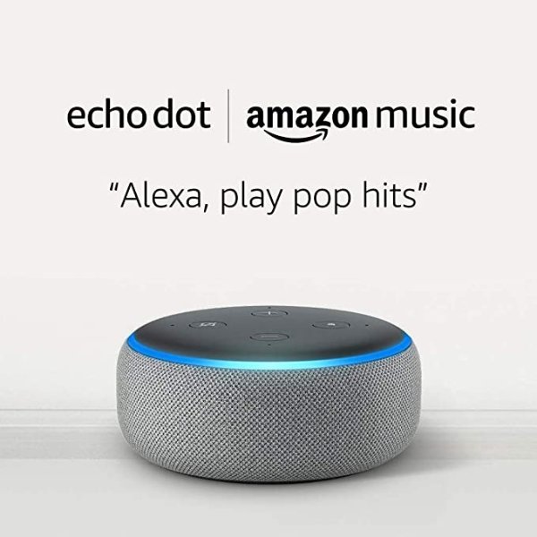 Echo Dot (3rd Gen) for $0.99 and 1 month of Amazon Music Unlimited for $9.99 with Auto-renewal -Heather Gray