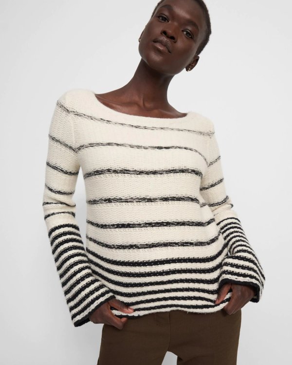 Uneven Stripe Sweater in Wool-Cashmere