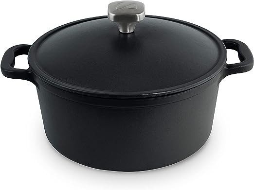 Zakarian by4.5 Qt Nonstick Cast Iron Dutch Oven, Titanium Ceramic Nonstick Pot with Lid and Handles, Black