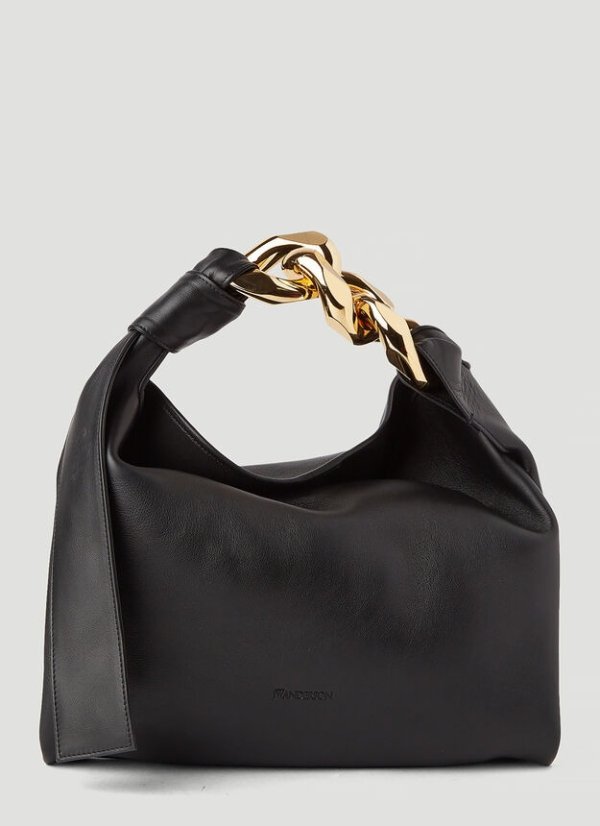 Chain Hobo Small Shoulder Bag in Black
