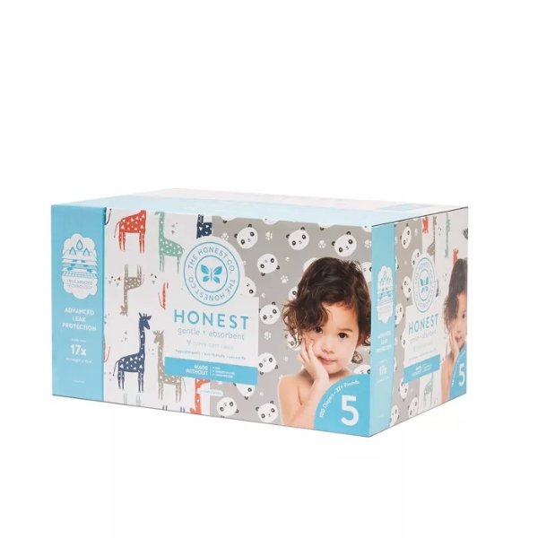 The Honest Company Disposable Diapers Super Club Box Pandas &#38; Giraffes - Size 5 - 100ct