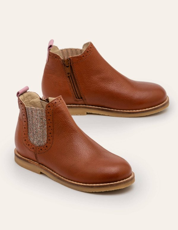 Leather Chelsea Boots - Tan Brown | Boden US