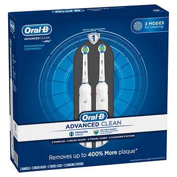 Oral-B Advanced Clean Power Rechargeable Electric Toothbrushes, 2-pack