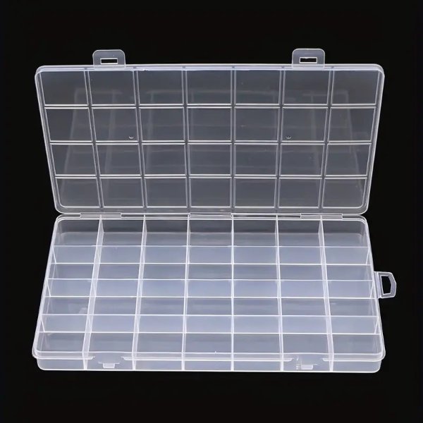 1pc 28 Grids Rectangle Plastic Jewelry Box Compartment Storage Box Case Jewelry Earring Bead Craft Display Container Organizer