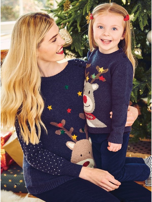 Navy Reindeer Cashmere Mix Fair Isle Maternity Sweater