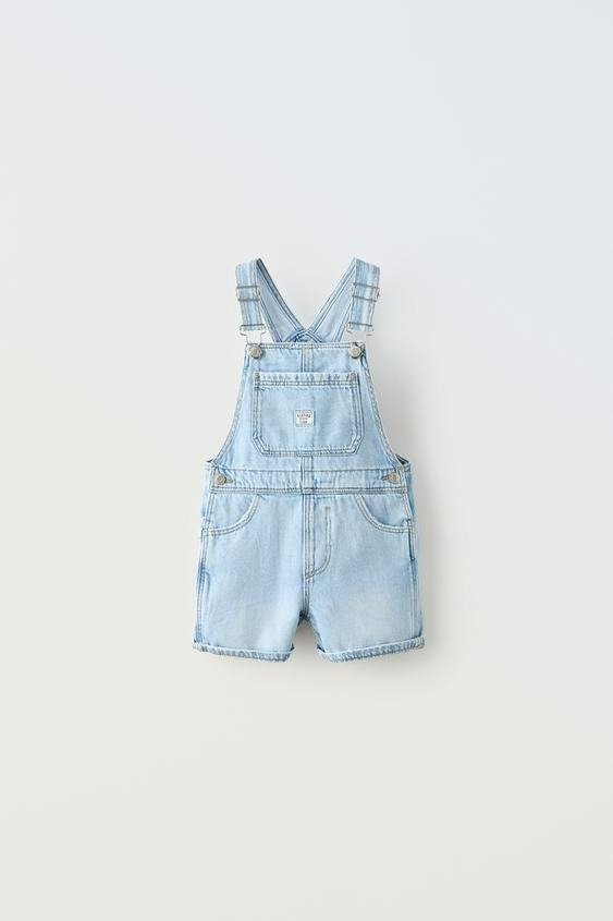BUCKLED LABEL OVERALL SHORTS