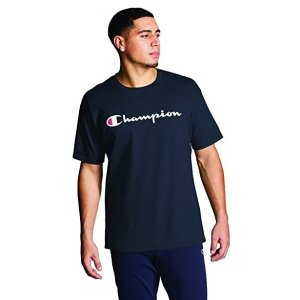 Champion Men's T-Shirt, Classic Cotton Tee, Crewneck Tee, Men's Mid-Weight T-Shirt, Script Logo