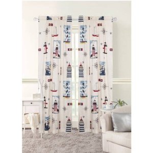 Walmart Mainstays To the Lighthouse Nautical Window Curtains, Set of 2