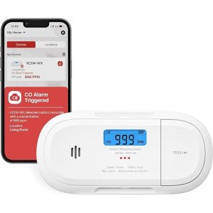 X-Sense Smart Carbon Monoxide Detector, X-Sense Wi-Fi CO Detector, Real-Time Push Notifications via X-Sense Home Security App, Replaceable Battery, Optional 24/7 Professional Monitoring Service, XC04-WX