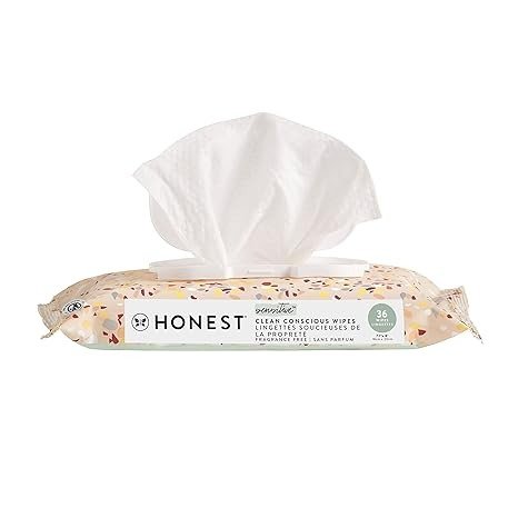 The Honest Company Clean Conscious Wipes | 99% Water, Compostable, Plant-Based, Baby Wipes | Hypoallergenic, EWG Verified | Terrazzo, 36 Count