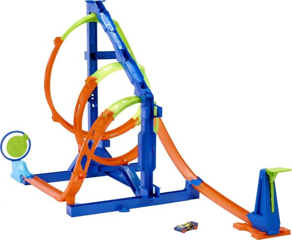 Action Corkscrew Triple Loop Track Set with 1 Toy Car