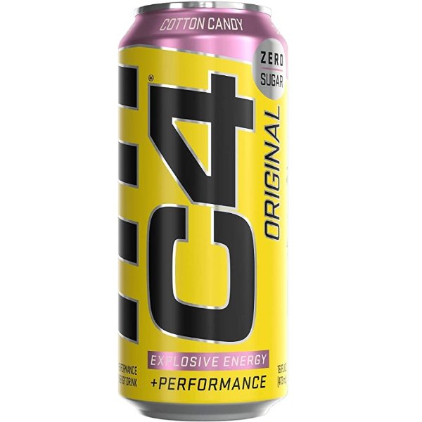C4 Original Sugar Free Sparkling Energy Drink Cotton Candy | Pre Workout Performance Drink with No Artificial Colors or Dyes | 16oz (Pack of 12)