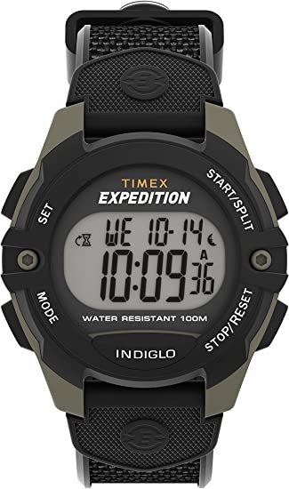 Men's Expedition 41mm Watch - Black Strap Digital Dial Green Case