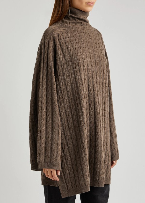 Cable-knit wool and cashmere-blend jumper