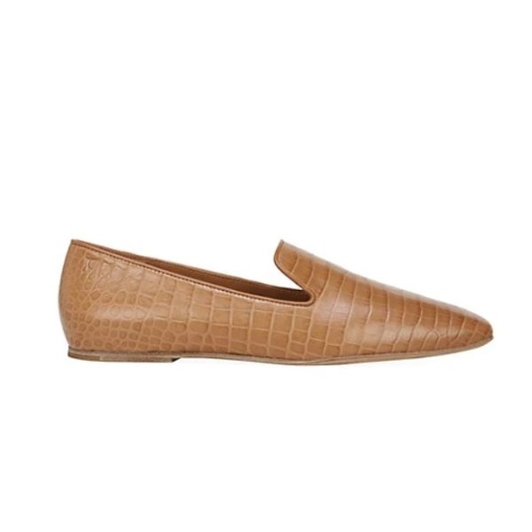 Clark Square-Toe Croc-Embossed Leather Loafers