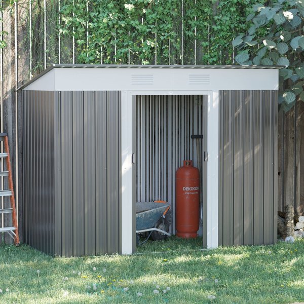 x 4' Metal Outdoor Storage Tool Garden Shed w/ 2 Air Vents for Backyard