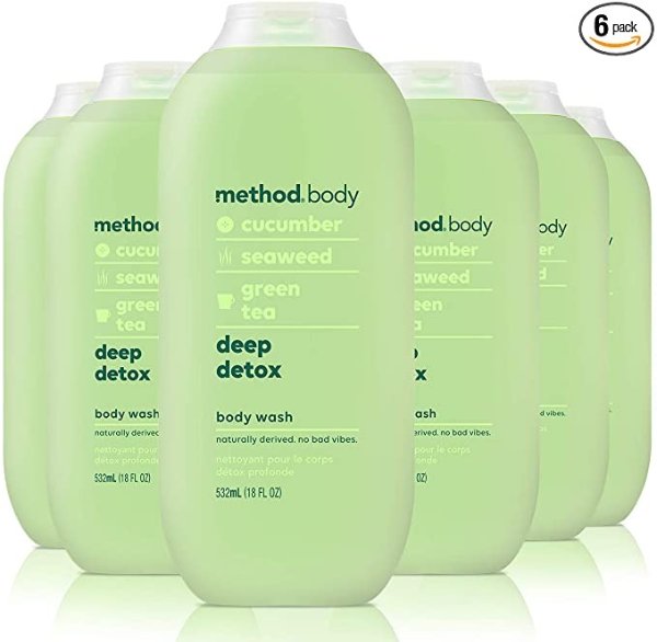 Method Body Wash, Deep Detox, 18 oz, 6 pack, Packaging May Vary