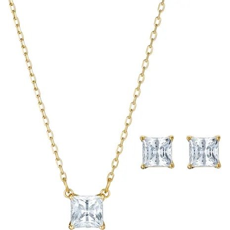 Attract Set, White, Gold-tone plated by SWAROVSKI