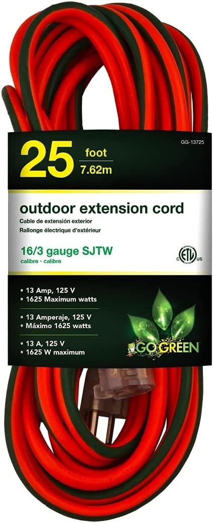 GoGreen Power GG-13725 16/3 25’电源延长线
