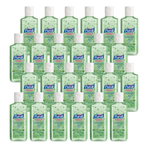 PURELL Advanced Hand Sanitizer Soothing Gel, Fresh Scent, with Aloe and Vitamin E - 4 fl oz Pack of 24