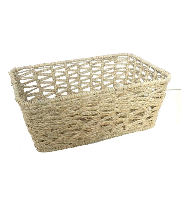 Open Rectangle Seagrass Weave Basket