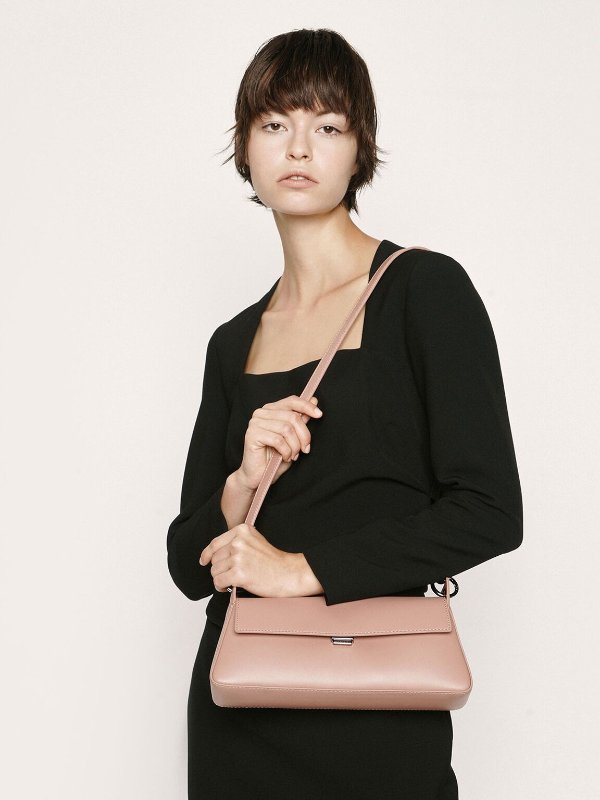 Blush Leather Shoulder Bag