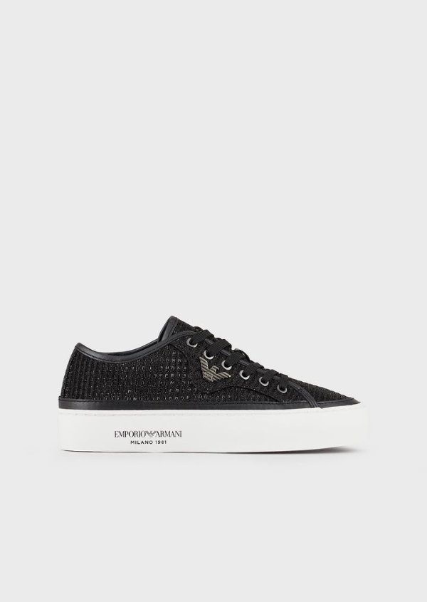 Sneakers In Shimmering Fabric for Women | Emporio Armani