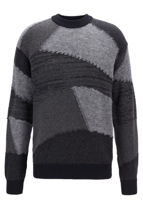 - Relaxed-fit knitted sweater with geometric intarsia