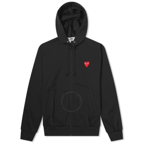 Ladies Long-sleeve Embroidered Heart Logo Hoodie In Black