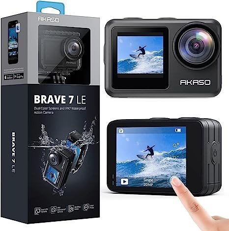Brave 7 LE 4K30FPS 20MP WiFi Action Camera with Touch Screen Vlog Camera EIS 2.0 Remote Control 131 Feet Underwater Camera with 2X 1350mAh Batteries Support External Microphone