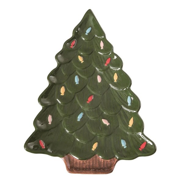 Green & Brown Holiday Tree Platter