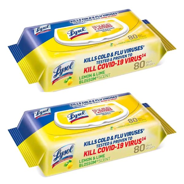 Disinfecting Wipes Lemon & Lime Blossom Flatpack 80 ct