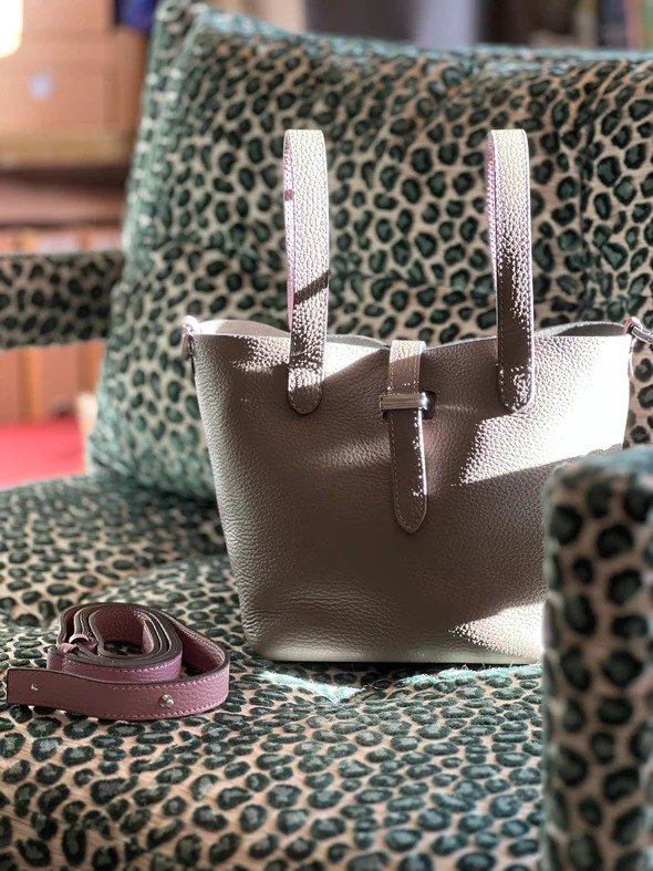 Thela Mini Shopper Elephant & Mauve Leather Pop Cross Body Bag for Women