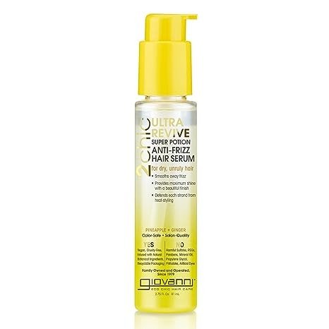 2chic Ultra-Revive Super Potion, 2.75 oz. - Pineapple & Ginger, Anti-Frizz Serum to Moisturize Dry, Unruly Hair Enriched with Coconut, Guava, Vitamin B5, Honeysuckle, Color-Safe