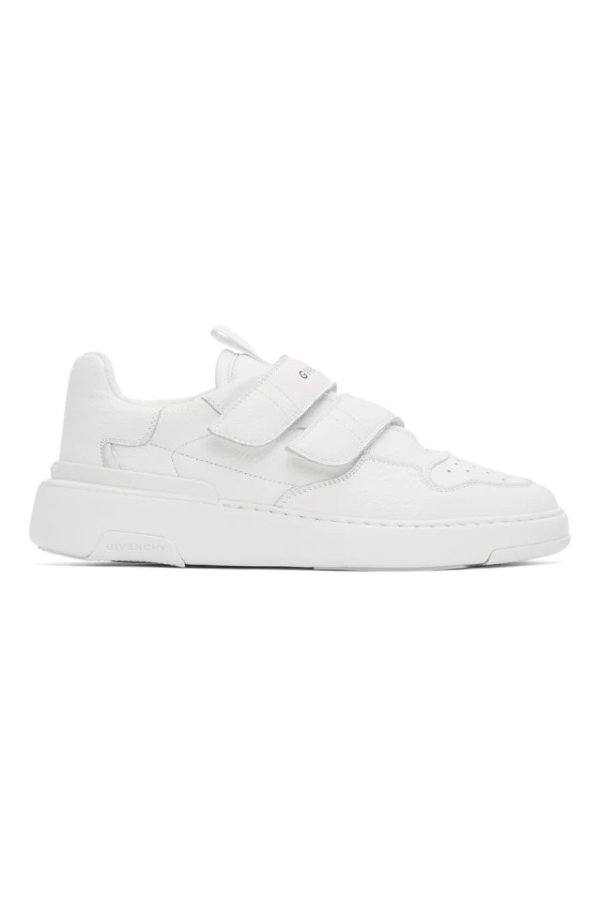 White Velcro Wing Sneakers