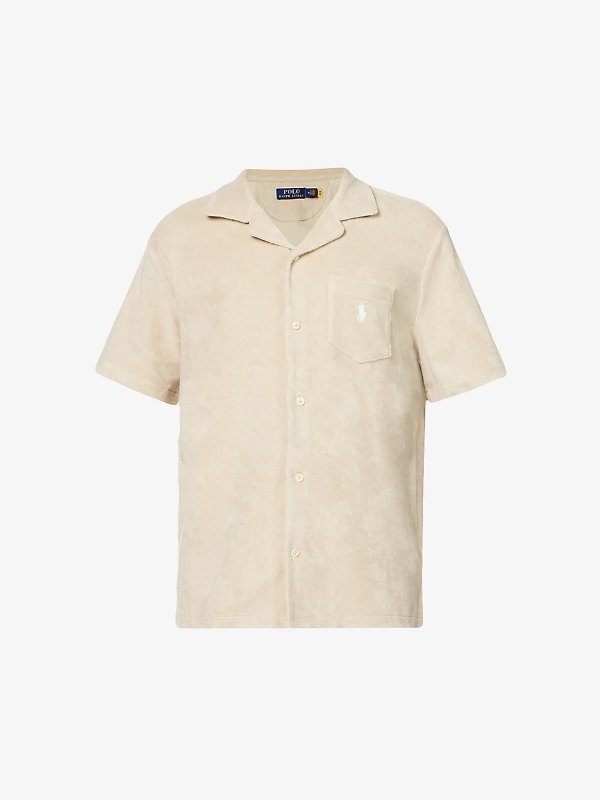 Logo-embroidered classic-fit cotton-blend shirt
