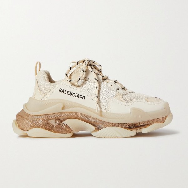 Triple S Clear Sole logo-embroidered leather, nubuck and mesh sneakers