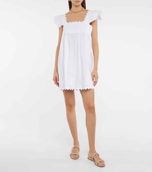 Baby Doll embroidered cotton mini dress