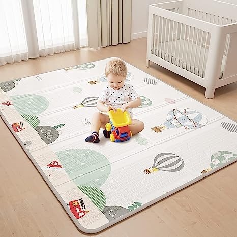 FLAGAV Baby Play Mat,79x59inch Play Mat for Baby,Reversible Foldable Playmat for Floor,Waterpfoor Kids Play Mat,Non Toxic Anti Slip Soft Crawling Mat with Edge Reinforcement Foam Mat(79x59 inch)