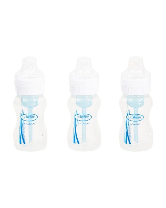 3pk 8oz Natural Flow Wide Baby Bottles