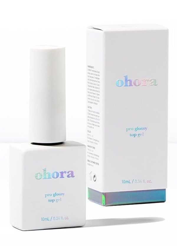 ohora Pro Glossy Top Gel - High Gloss, Corrects Nail Texture, Easy to Use, Comfortable Curing, and Easy to Remove - Professional Salon-Quality Nail Care - 10ml