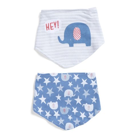Baby Boys 2pk Elephant Bandana Bibs