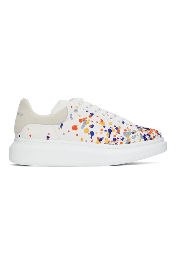White & Multicolor Embroidered Oversized Sneakers