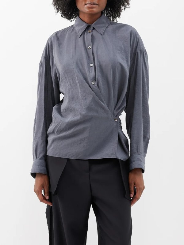 Asymmetric-placket silk-blend shirt | Lemaire