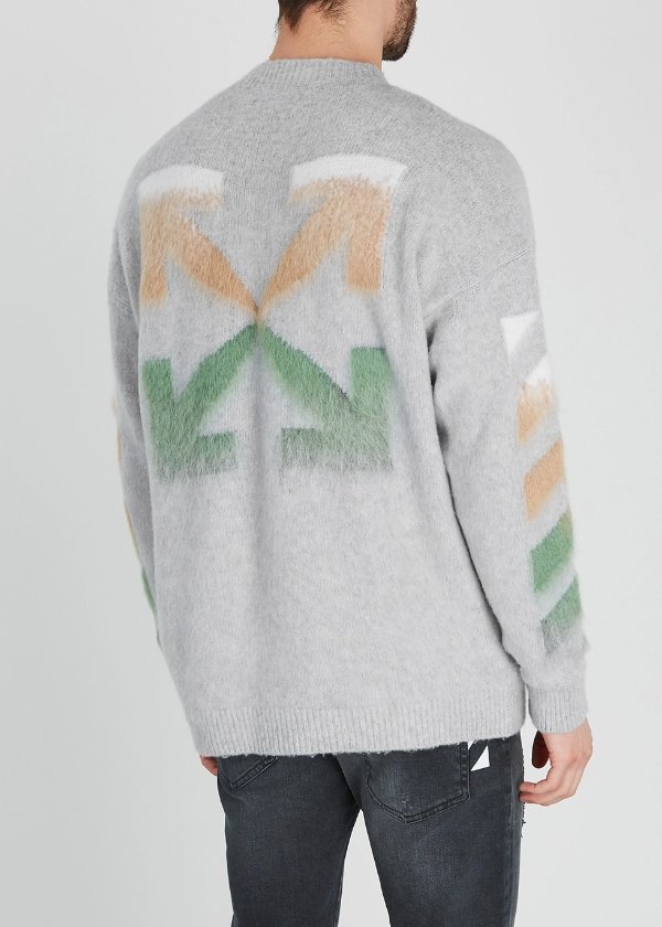 Diag intarsia wool-blend jumper