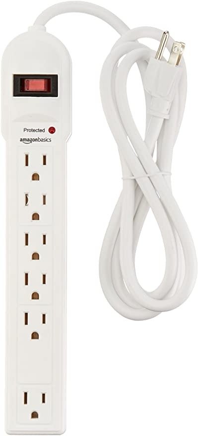 6-Outlet Surge Protector Power Strip, 6-Foot Long Cord, 790 Joule - White