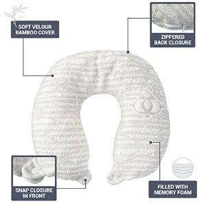 Clara Clark Hypoallergenic Memory Foam Travel Pillow, Large, White -