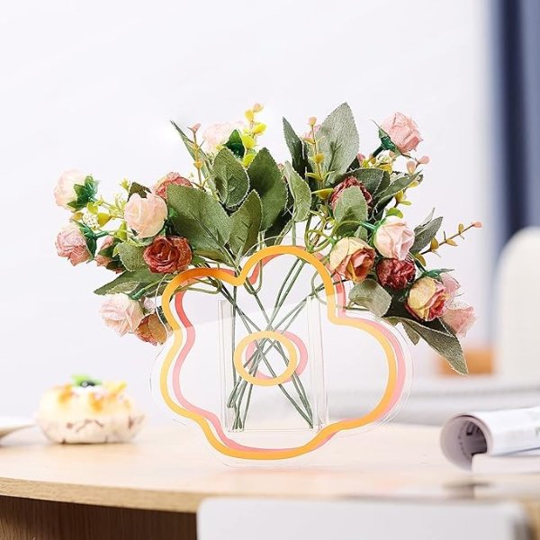 Pink Acrylic Cloud Shaped Flower Vase Make Up Brush Pen Holder Elegant Modern Contemporary Design Vase for Home Office Wedding Decor