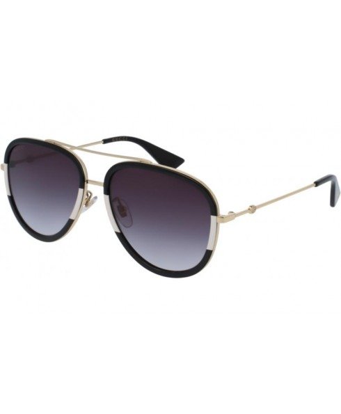 Gucci - GG0062S 006 Aviator Style Sunglasses Black Gold 57mm